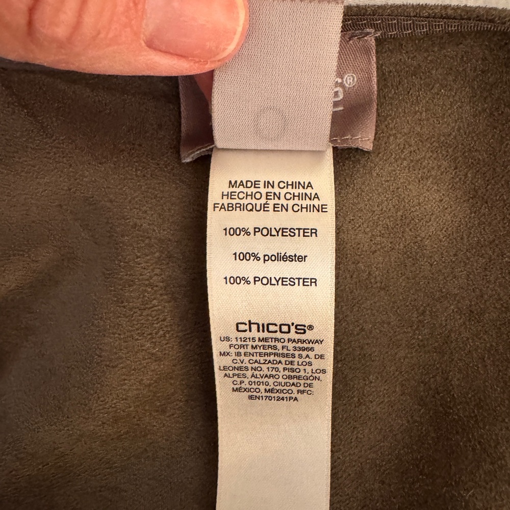 Chico's taupe Micro suede laser cut cardigan Jacket. Size S (Chico’s size 0) - Picture 5 of 6